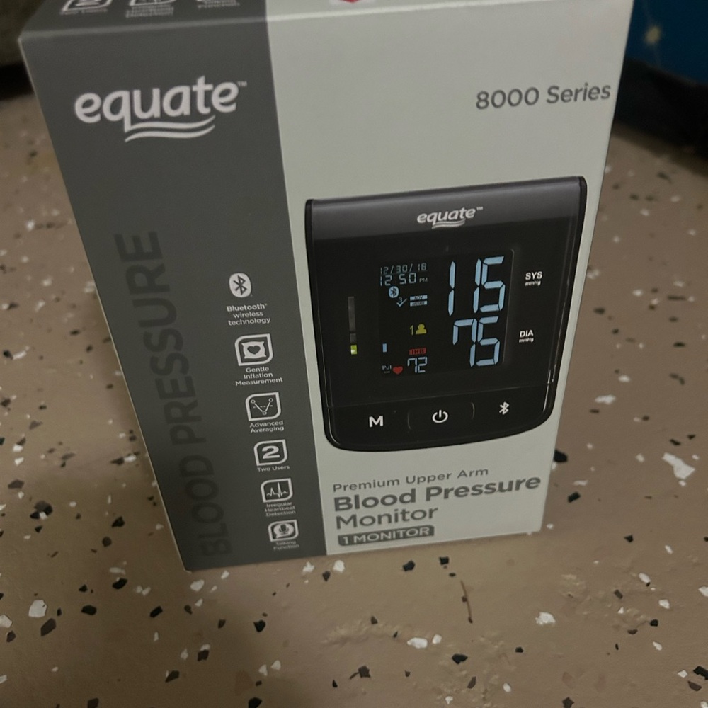 equate Black Premium Upper Arm Blood Pressure Monitor - 8000 Series